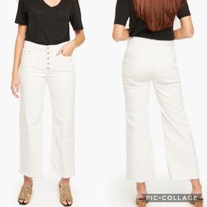 ABLE The Wide Leg Crop Button Fly Jeans In Clara Wash White Size 31